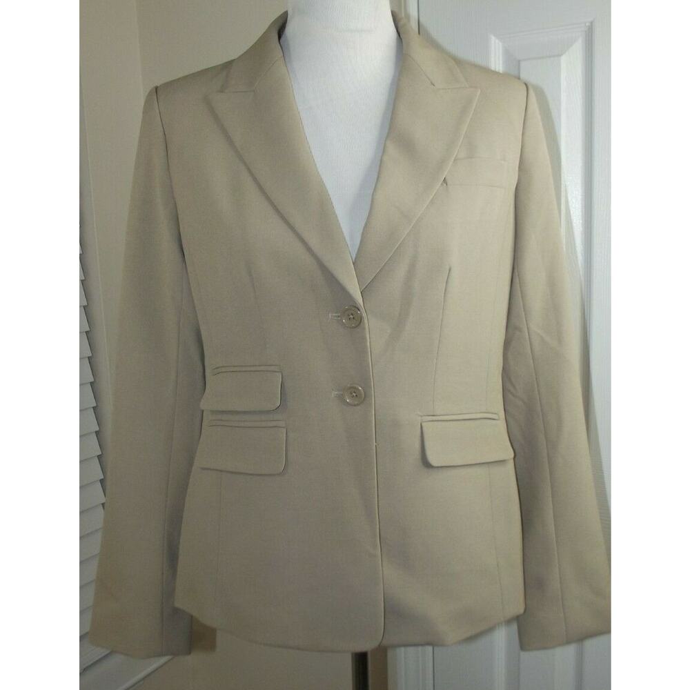 Victorias Secrets MODA INTERNATIONAL 2 Button BLAZER JACKET - Tan Womens Size 8